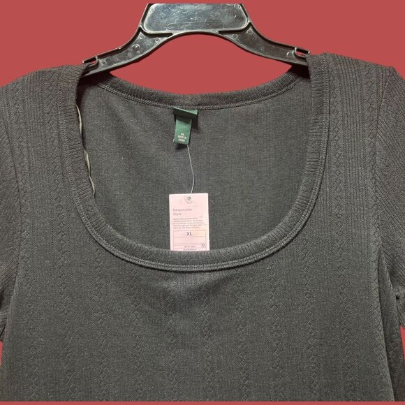 Wild Fable - Women's Ribbed Long Sleeve Scoopneck T-Shirt - Black - Extra Large - Picture 11 of 13